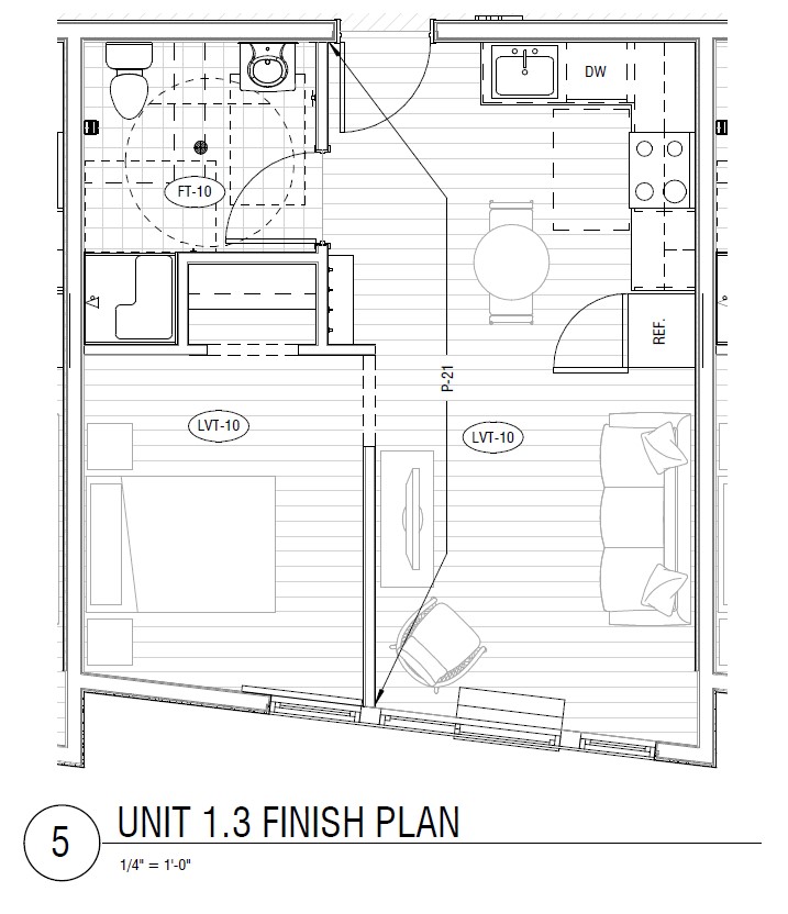 Floor plan for 1 bed, 1 bath, 484 sqft
